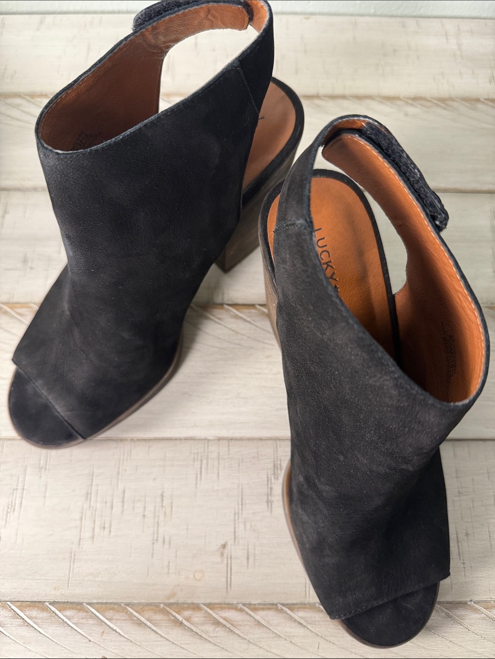 Lucky Brand Women’s Peep Toe Adjustable Ankle Strap Shoes Size 8.5